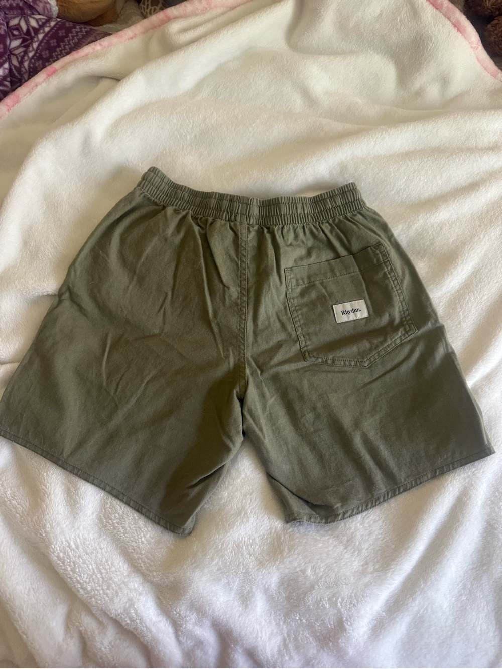 Rhythm Olive Green Casual Shorts with Patch Logo - Picture 2 of 7